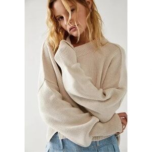 NWT Free People Easy Street Crop Sweater Cream
